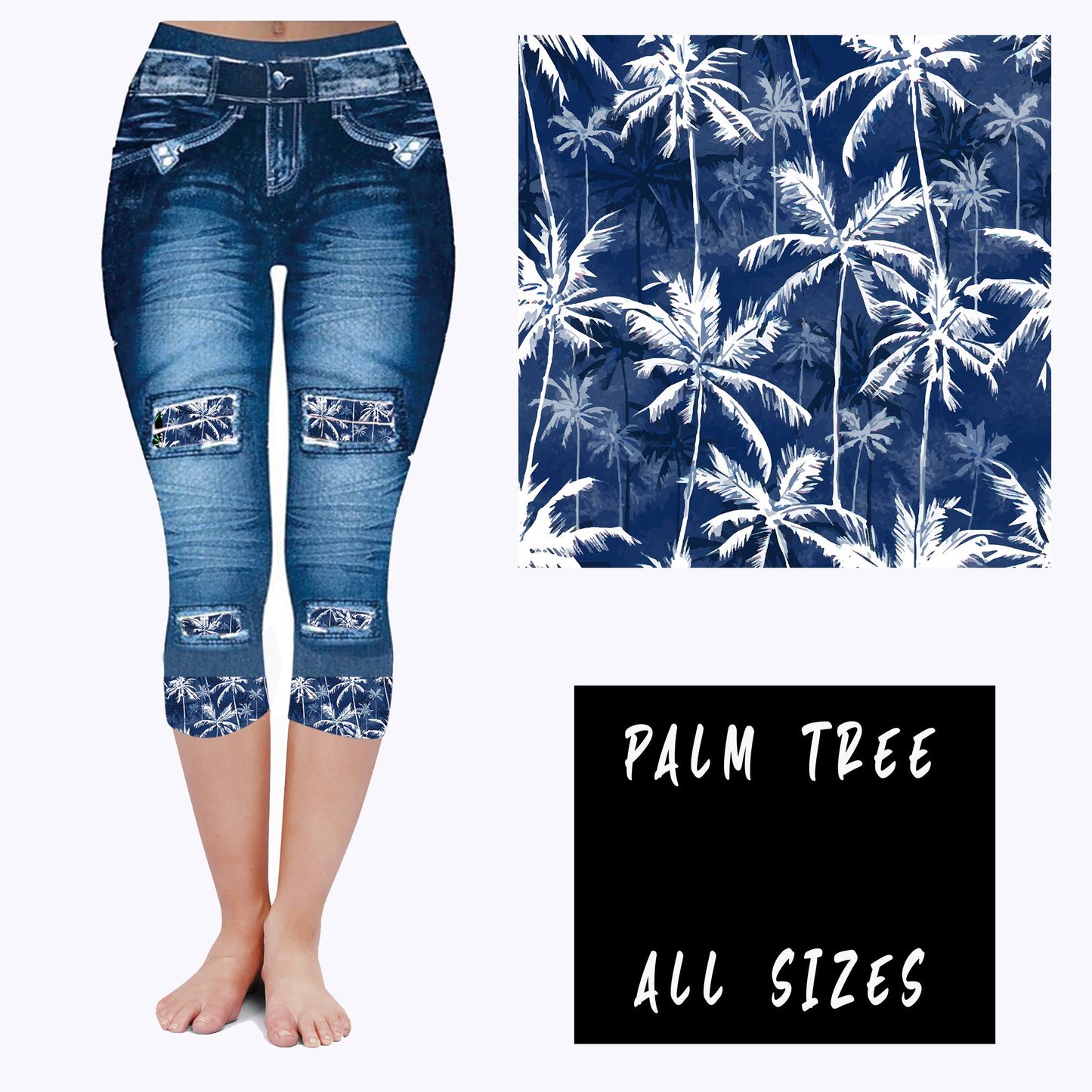 LEGGING JEAN RUN-PALM TREE (ACTIVE BACK POCKETS)