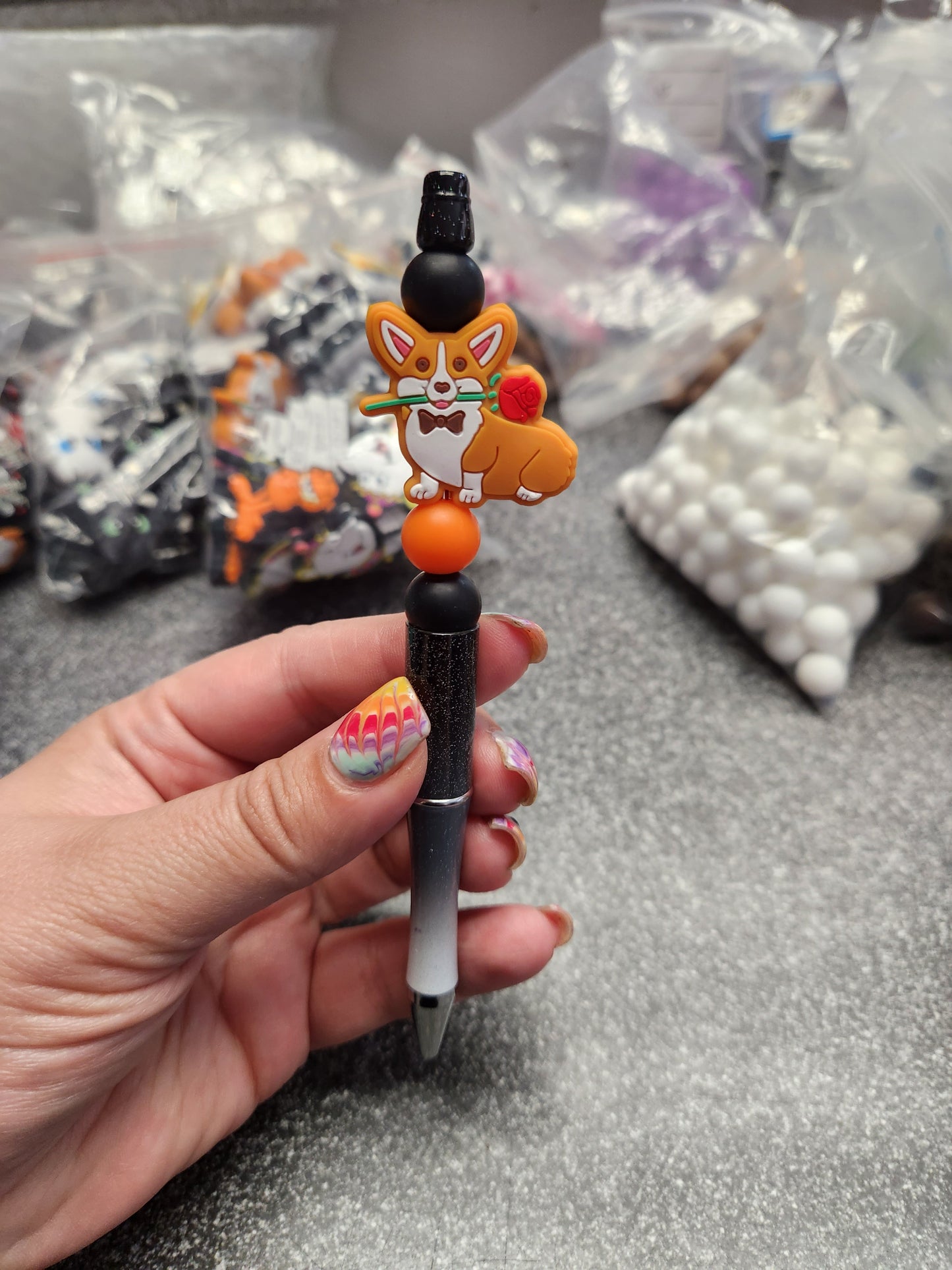 Corgi Silicone Beaded Pen or Keychain