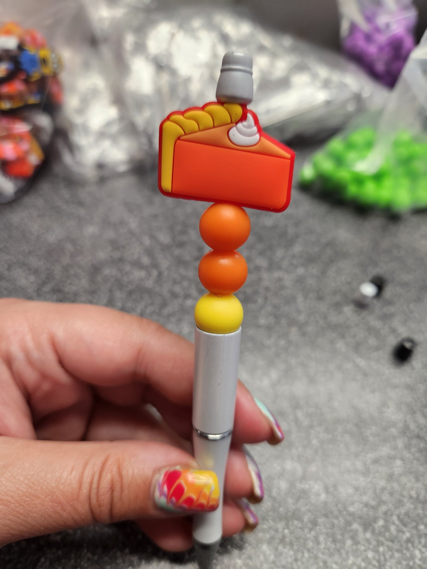 Pumpkin Pie Silicone Beaded Pen or Keychain