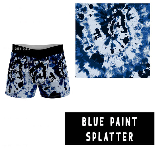 CAMI SETS/UNDERWEAR RUN- MENS BOXER BRIEF- BLUE PAINT SPLATTER