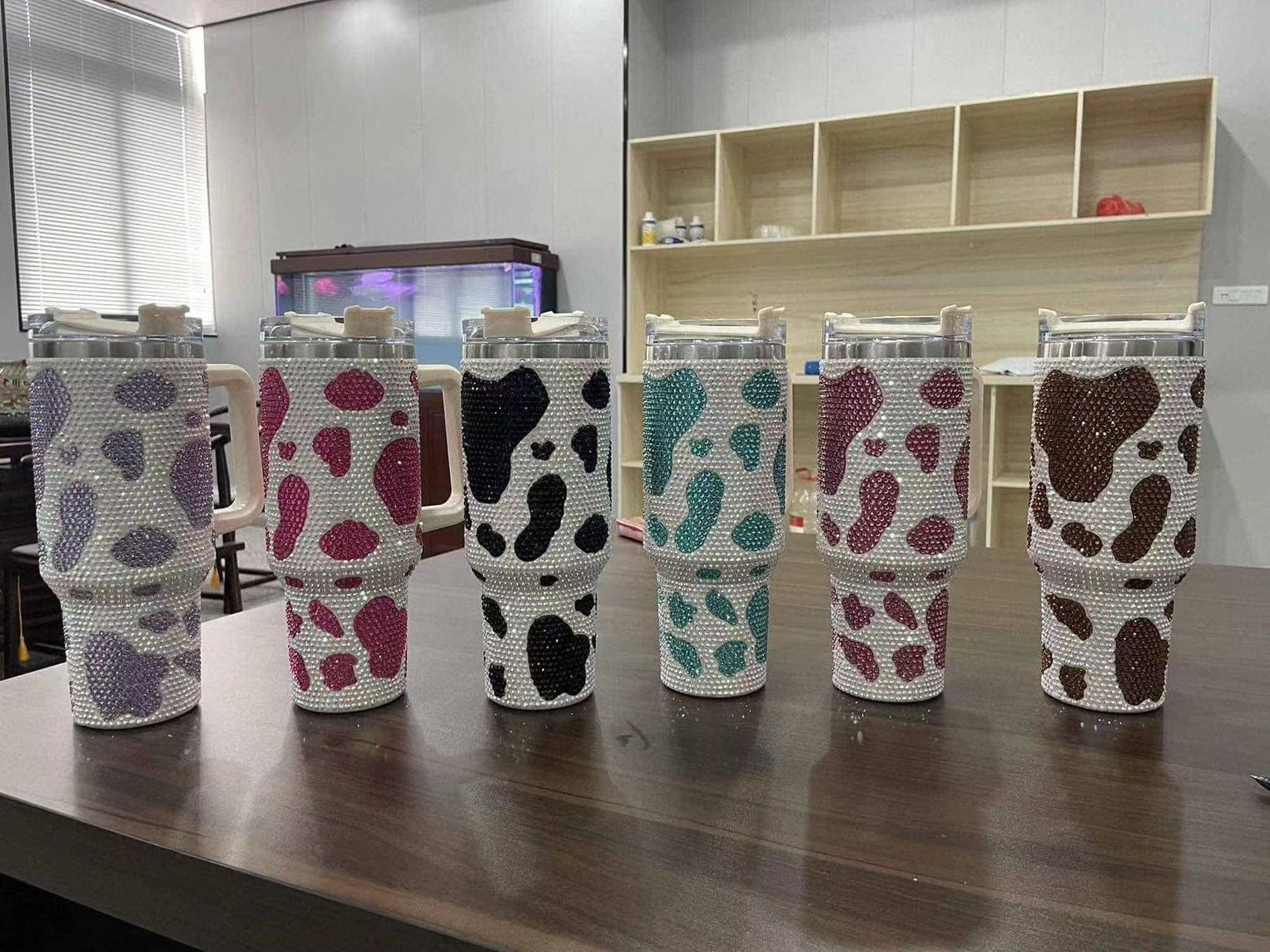 RHINESTONE COW TUMBLERS