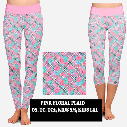 PINK FLORAL PLAID- FULL AND CAPRI