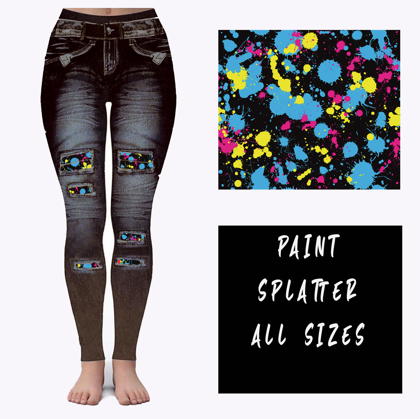 LEGGING JEAN RUN-PAINT SPLATTER (ACTIVE BACK POCKETS)