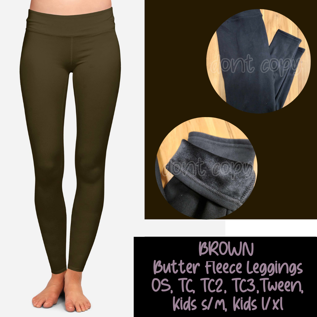 SOLID BROWN - BUTTER FLEECE LINED LEGGINGS