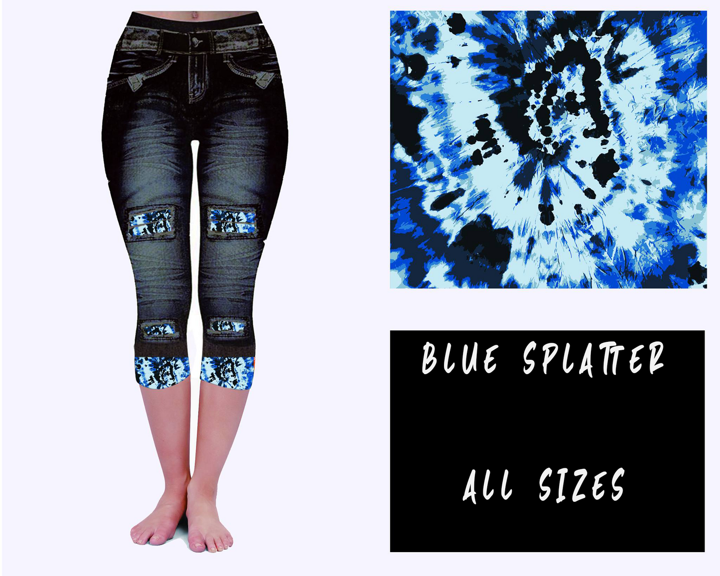 LEGGING JEAN RUN-BLUE SPLATTER (ACTIVE BACK POCKETS)