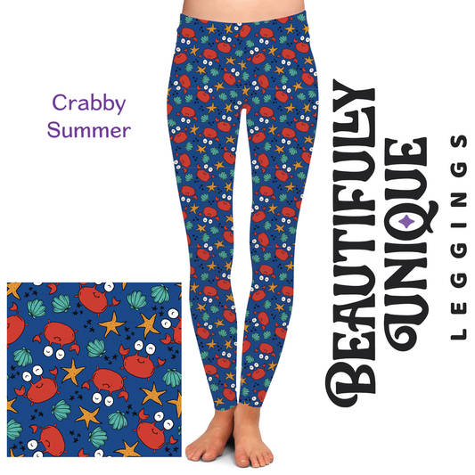 Crabby Summer Full-Length OR Capri - High-quality Handcrafted Vibrant Leggings