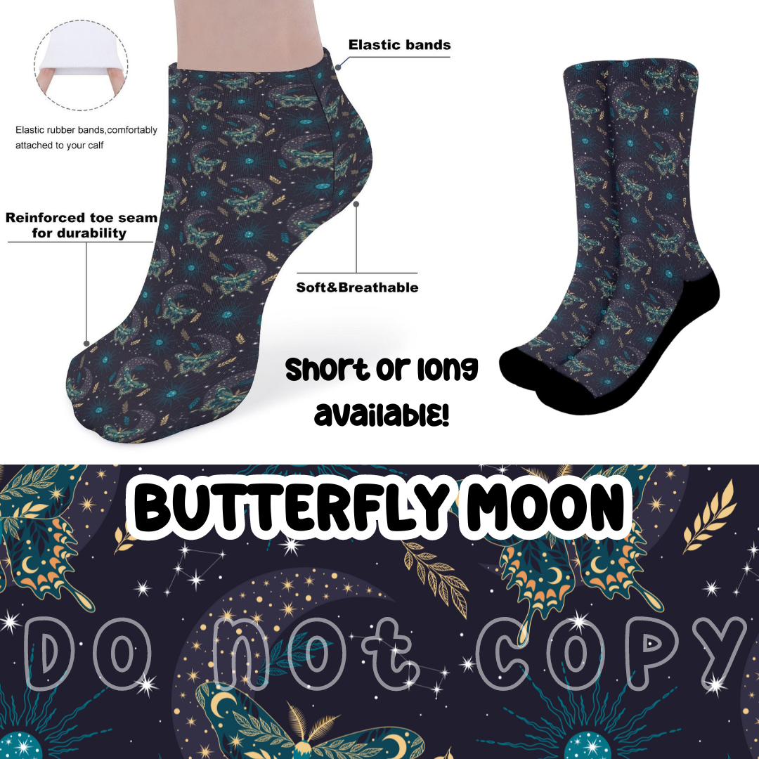 BUTTERFLY MOON - CUSTOM PRINTED SOCKS ROUND 2