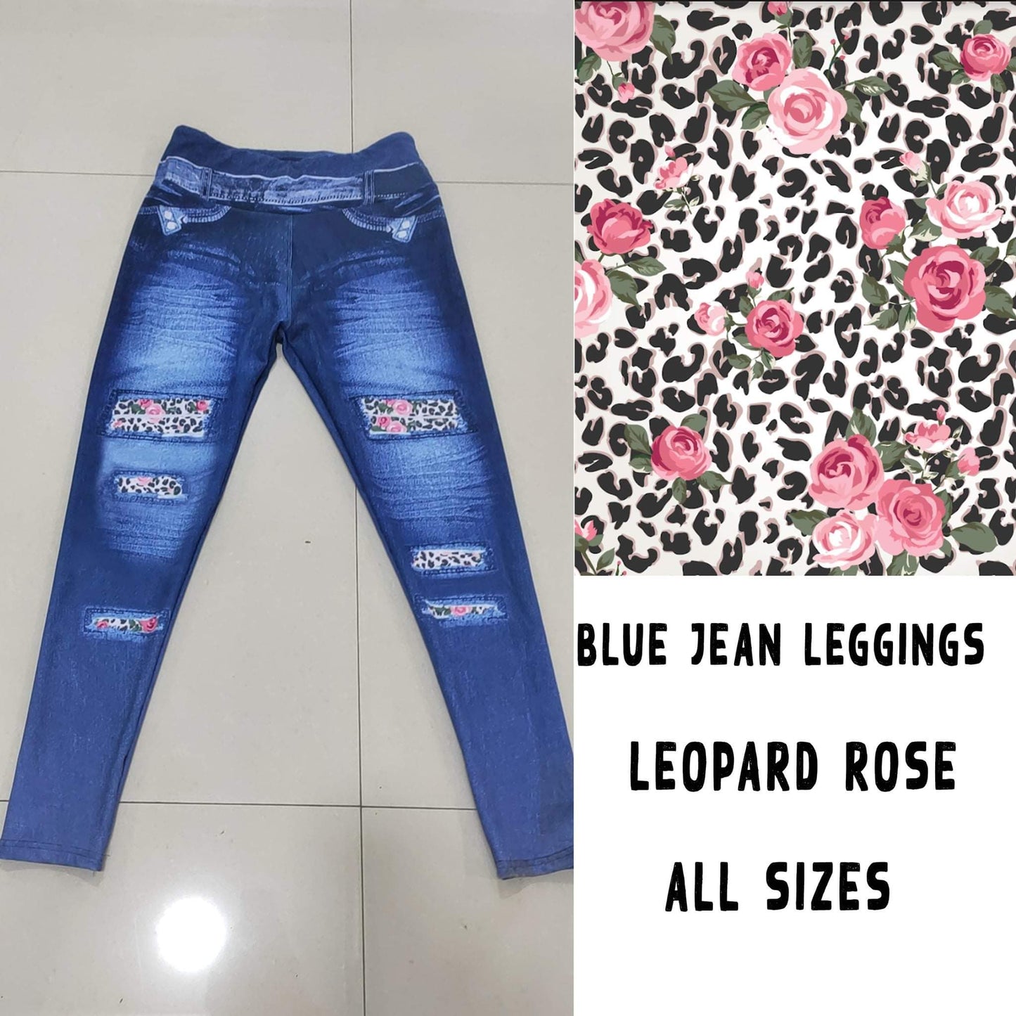 LEGGING JEAN RUN-LEOPARD ROSE (ACTIVE BACK POCKETS)