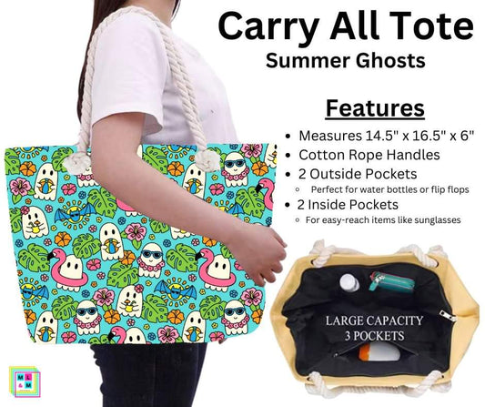 Summer Ghosts Carry All Tote w/ Zipper