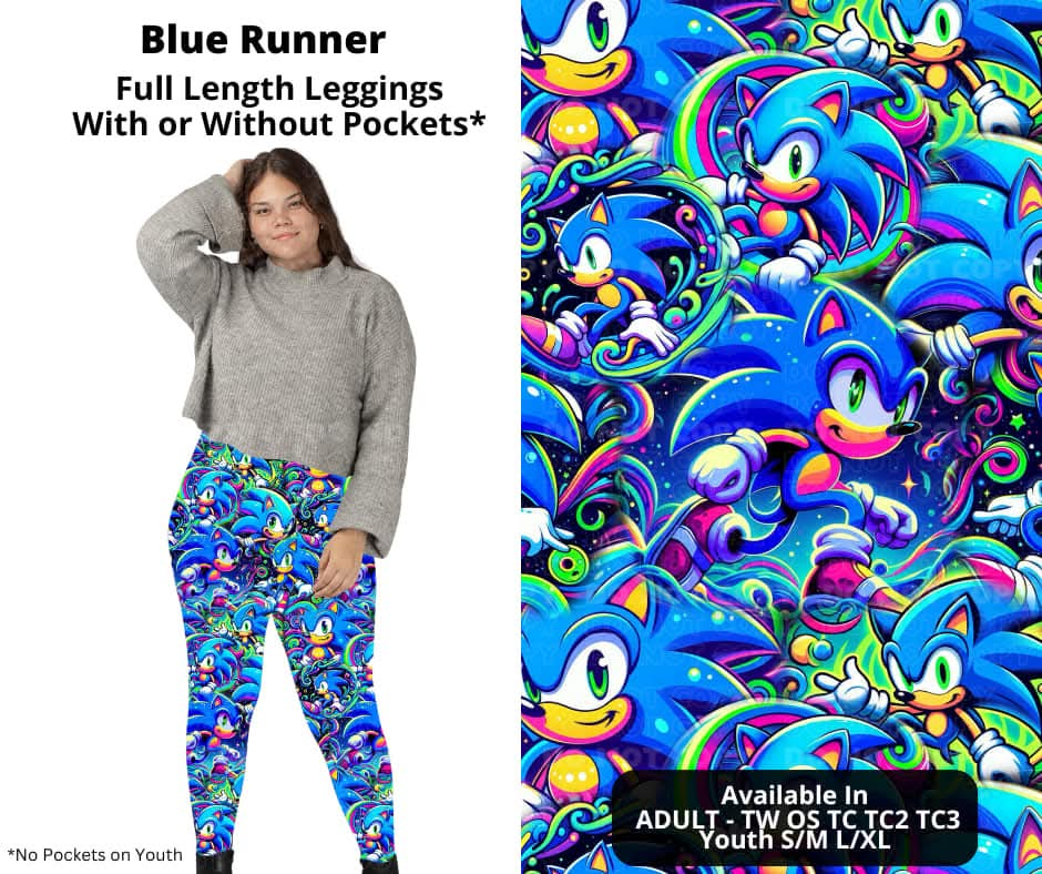 Blue Runner Full Length Leggings w/ Pockets