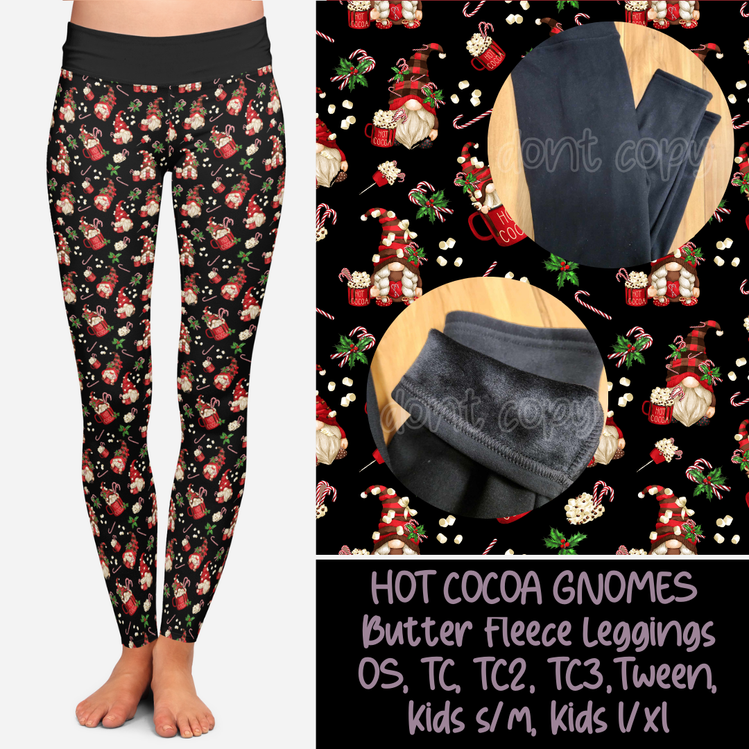 HOT COCOA GNOMES - BUTTER FLEECE LINED LEGGINGS