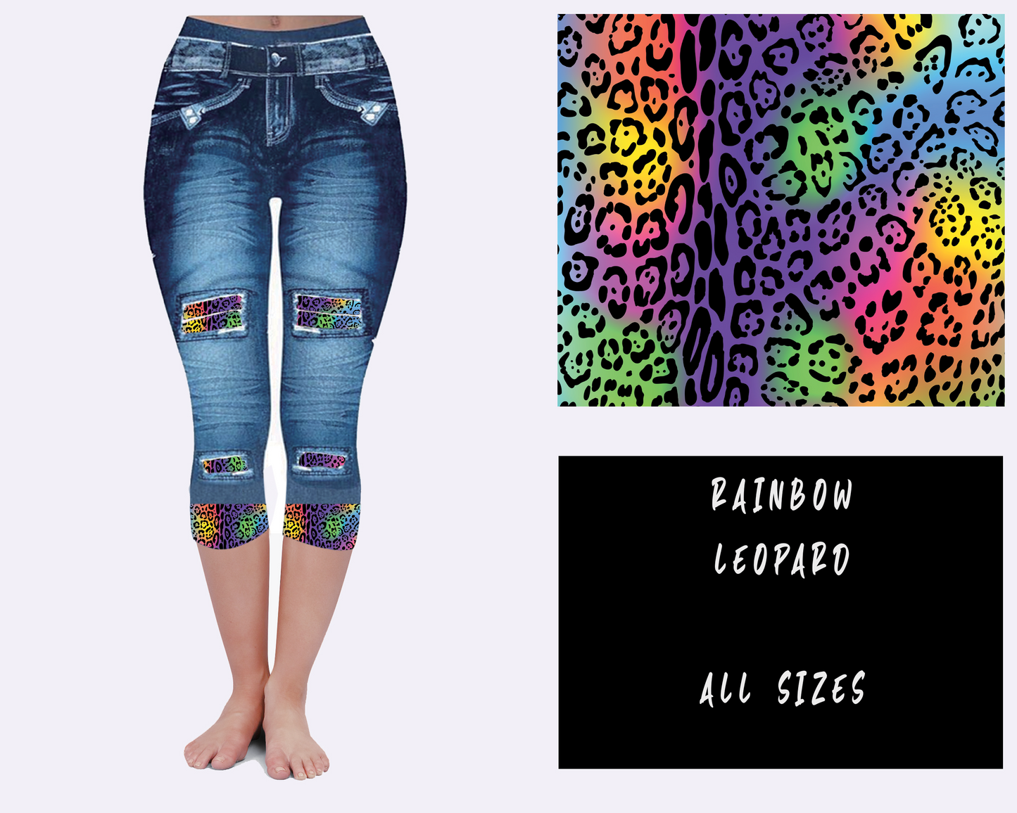 LEGGING JEAN RUN-RAINBOW LEOPARD (ACTIVE BACK POCKETS)