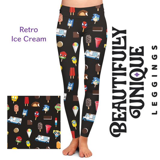 Retro Ice Cream (Exclusive) - High-quality Handcrafted Vibrant Leggings