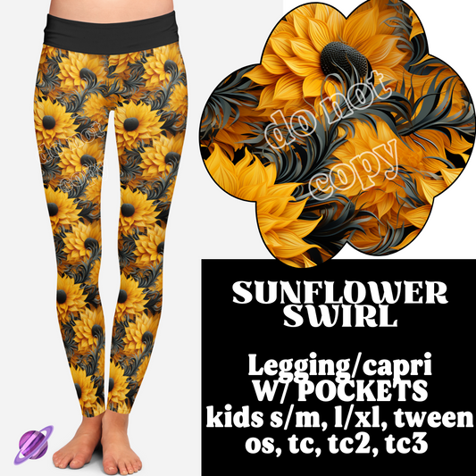 SUNFLOWER SWIRL - B87 - LEGGING/CAPRI