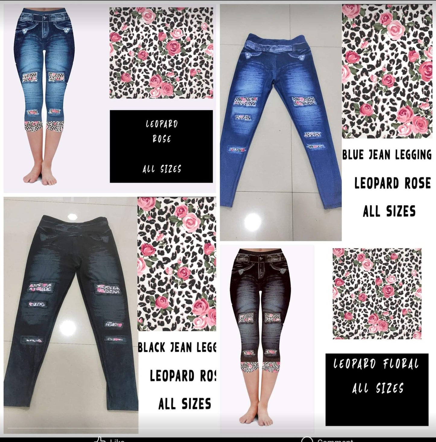 LEGGING JEAN RUN-LEOPARD ROSE (ACTIVE BACK POCKETS)