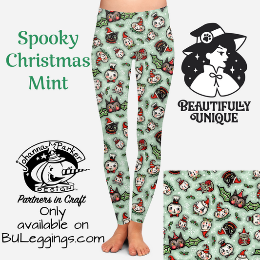 Spooky Christmas Mint (Johanna Parker Exclusive) - High-quality Handcrafted Vibrant Leggings