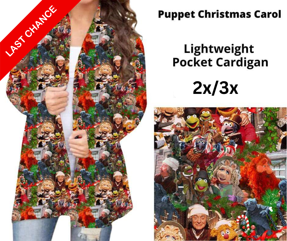 Puppet Christmas Carol Pocket Cardigan