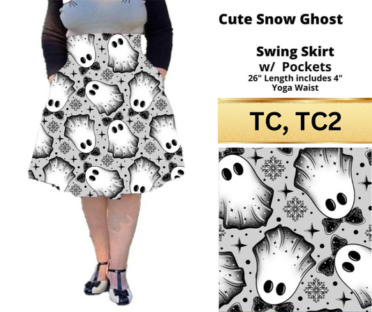 Cute Snow Ghosts Swing Skirt