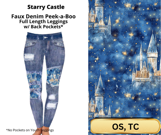 Starry Castle Faux Denim Full Length Peekaboo Leggings