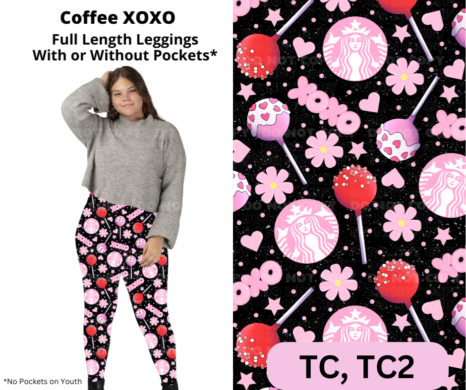 Coffee XOXO Full Length Leggings w/ Pockets