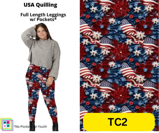 USA Quilling Full Length Leggings w/ Pockets