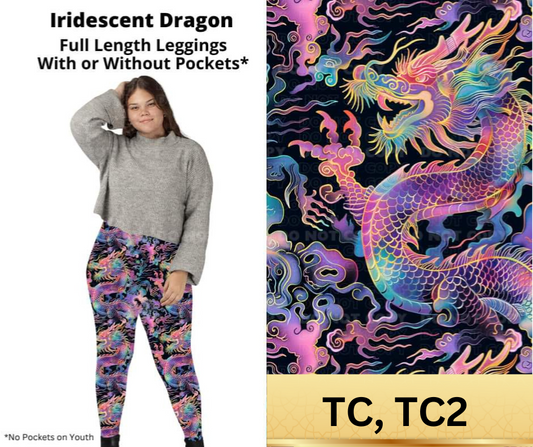 Iridescent Dragon Full Length Leggings w/ Pockets