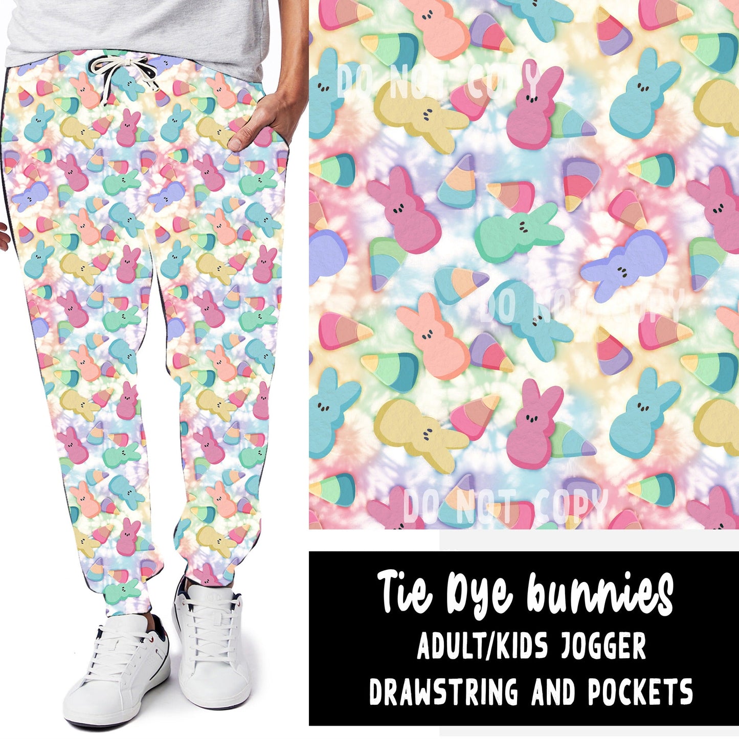 SPRING BASH RUN-TIE DYE BUNNIES LEGGINGS/JOGGERS