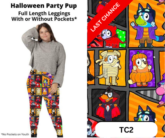 Halloween Party Pup Full Length Leggings w/ Pockets