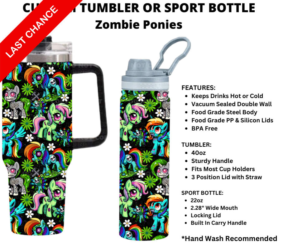 Zombie Ponies Custom Tumbler or Sport Bottle