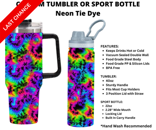 Neon Tie Dye Custom Tumbler