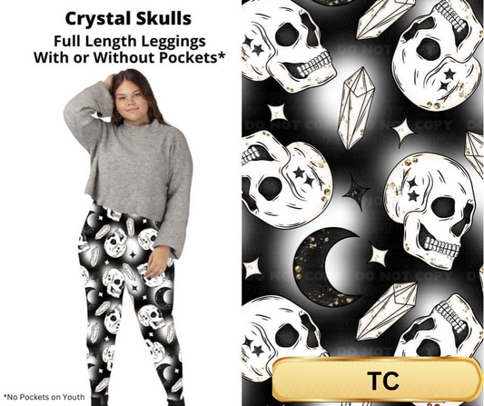 Crystal Skulls Full Length Leggings w/ Pockets