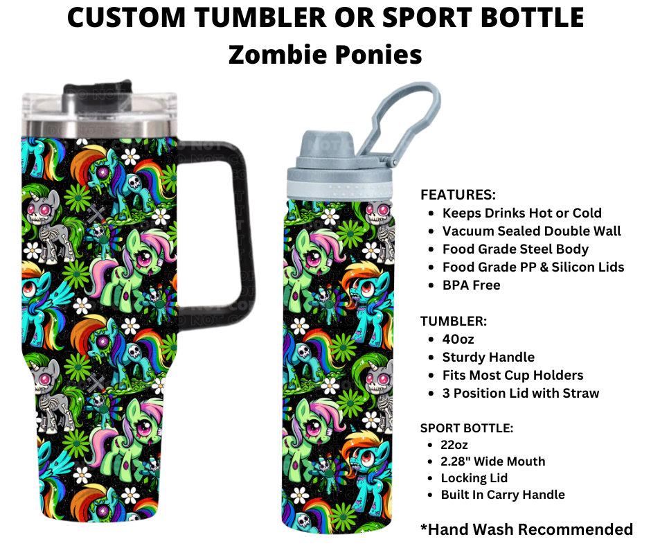 Zombie Ponies Custom Tumbler or Sport Bottle