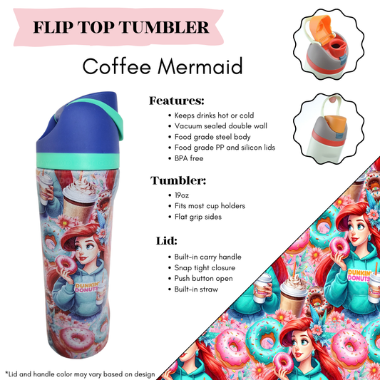 Coffee Mermaid Flip Top Tumbler