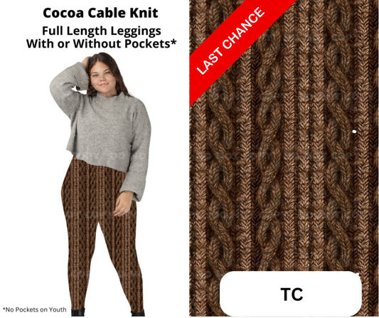 Cocoa Cable Knit Full Length Leggings w/ Pockets