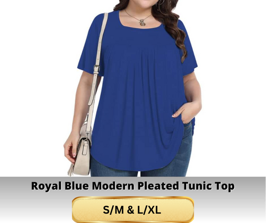 Royal Blue Pleated Tunic Top