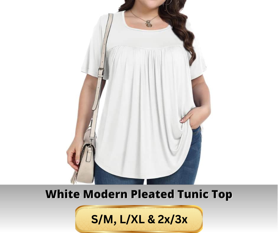 White Modern Pleated Tunic Top