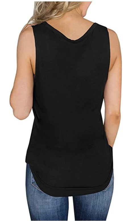 SOLID BLACK-V-NECK TANK